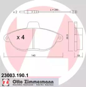 Комплект тормозных колодок, дисковый тормоз 23003.190.1 ZIMMERMANN - фото №1