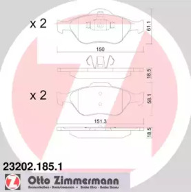 Комплект тормозных колодок, дисковый тормоз 23202.185.1 ZIMMERMANN - фото №1