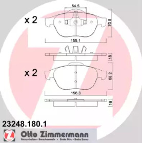 Комплект тормозных колодок, дисковый тормоз 23248.180.1 ZIMMERMANN - фото №1