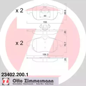 Комплект тормозных колодок, дисковый тормоз 23402.200.1 ZIMMERMANN - фото №1
