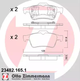Комплект тормозных колодок, дисковый тормоз 23482.165.1 ZIMMERMANN - фото №1