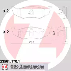 Комплект тормозных колодок, дисковый тормоз 23561.170.1 ZIMMERMANN - фото №1