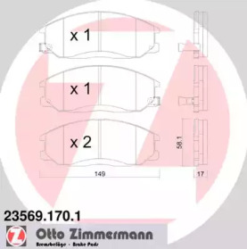 Комплект тормозных колодок, дисковый тормоз 23569.170.1 ZIMMERMANN - фото №1