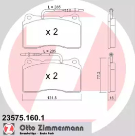 Комплект тормозных колодок, дисковый тормоз 23575.160.1 ZIMMERMANN - фото №1