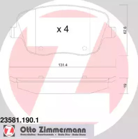 Комплект тормозных колодок, дисковый тормоз 23581.190.1 ZIMMERMANN - фото №1