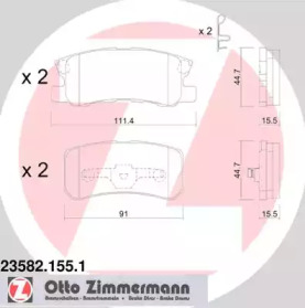 Комплект тормозных колодок, дисковый тормоз 23582.155.1 ZIMMERMANN - фото №1