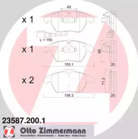 Комплект тормозных колодок, дисковый тормоз 23587.200.1 ZIMMERMANN - фото №1