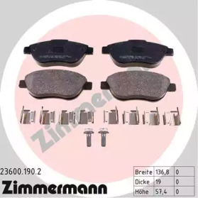 Комплект тормозных колодок, дисковый тормоз 23600.190.2 ZIMMERMANN - фото №1