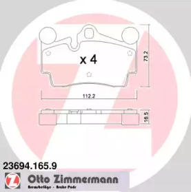 Комплект тормозных колодок, дисковый тормоз 23694.165.9 ZIMMERMANN - фото №1