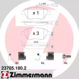 Комплект тормозных колодок, дисковый тормоз 23705.180.2 ZIMMERMANN - фото №1