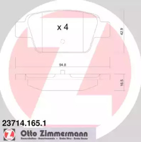 Комплект тормозных колодок, дисковый тормоз 23714.165.1 ZIMMERMANN - фото №1