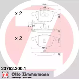 Комплект тормозных колодок, дисковый тормоз 23762.200.1 ZIMMERMANN - фото №1
