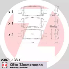 Комплект тормозных колодок, дисковый тормоз 23871.138.1 ZIMMERMANN - фото №1