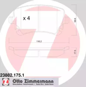Комплект тормозных колодок, дисковый тормоз 23882.175.1 ZIMMERMANN - фото №1