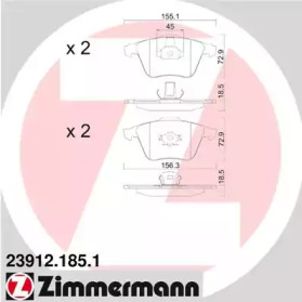 Комплект тормозных колодок, дисковый тормоз 23912.185.1 ZIMMERMANN - фото №1