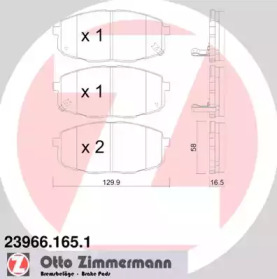 Комплект тормозных колодок, дисковый тормоз 23966.165.1 ZIMMERMANN - фото №1