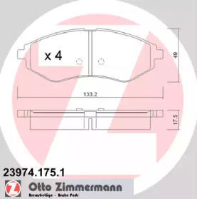 Комплект тормозных колодок, дисковый тормоз 23974.175.1 ZIMMERMANN - фото №1