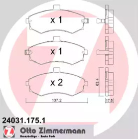 Комплект тормозных колодок, дисковый тормоз 24031.175.1 ZIMMERMANN