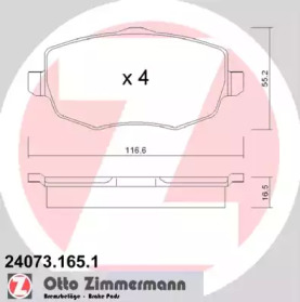 Комплект тормозных колодок, дисковый тормоз 24073.165.1 ZIMMERMANN - фото №1