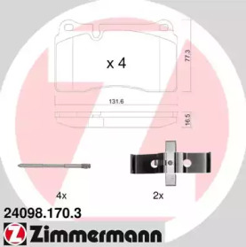 Комплект тормозных колодок, дисковый тормоз 24098.170.3 ZIMMERMANN - фото №1