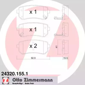 Комплект тормозных колодок, дисковый тормоз 24320.155.1 ZIMMERMANN - фото №1