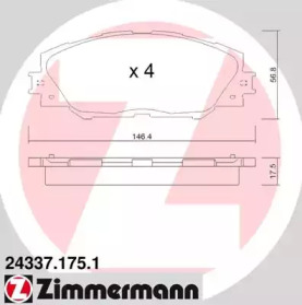 Комплект тормозных колодок, дисковый тормоз 24337.175.1 ZIMMERMANN - фото №1