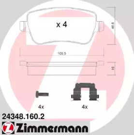 Комплект тормозных колодок, дисковый тормоз 24348.160.2 ZIMMERMANN - фото №1
