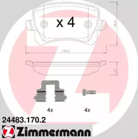 Комплект тормозных колодок, дисковый тормоз 244831702 ZIMMERMANN
