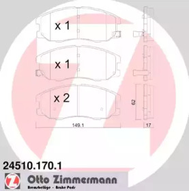 Комплект тормозных колодок, дисковый тормоз 24510.170.1 ZIMMERMANN - фото №1