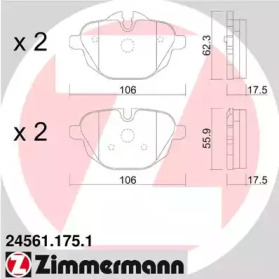 Комплект тормозных колодок, дисковый тормоз 24561.175.1 ZIMMERMANN - фото №1
