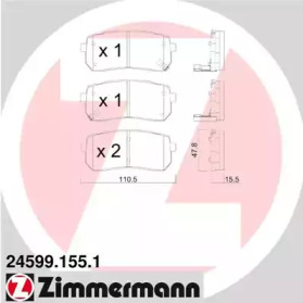 Комплект тормозных колодок, дисковый тормоз 24599.155.1 ZIMMERMANN - фото №1
