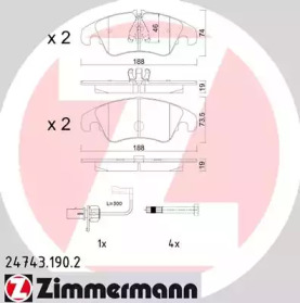 Комплект тормозных колодок, дисковый тормоз 24743.190.2 ZIMMERMANN - фото №1