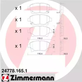Комплект тормозных колодок, дисковый тормоз 24778.165.1 ZIMMERMANN