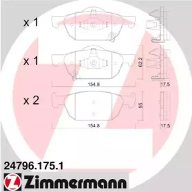 Комплект тормозных колодок, дисковый тормоз 24796.175.1 ZIMMERMANN - фото №1