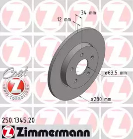 Тормозной диск 250.1345.20 ZIMMERMANN - фото №1