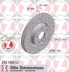 Тормозной диск 250.1360.52 ZIMMERMANN - фото №1