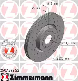Тормозной диск 250.1372.52 ZIMMERMANN - фото №1