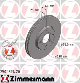 Тормозной диск 250137420 ZIMMERMANN