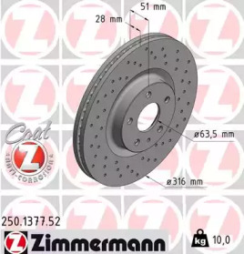 Тормозной диск 250137752 ZIMMERMANN