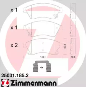 Комплект тормозных колодок, дисковый тормоз 25031.185.2 ZIMMERMANN - фото №1