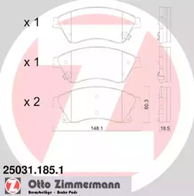 Комплект тормозных колодок, дисковый тормоз 25031.185.1 ZIMMERMANN - фото №1