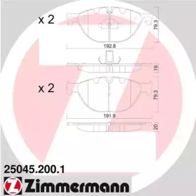 Комплект тормозных колодок, дисковый тормоз 25045.200.1 ZIMMERMANN - фото №1