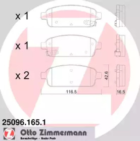 Комплект тормозных колодок, дисковый тормоз 25096.165.1 ZIMMERMANN - фото №1
