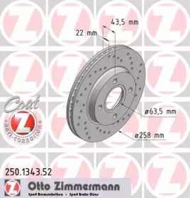 Тормозной диск 250.1343.52 ZIMMERMANN - фото №1