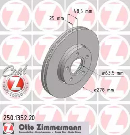 Тормозной диск 250.1352.20 ZIMMERMANN - фото №1