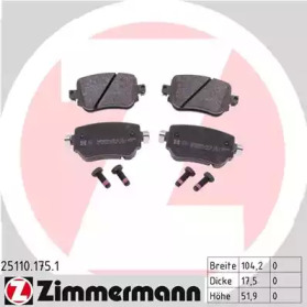Комплект тормозных колодок, дисковый тормоз 25110.175.1 ZIMMERMANN - фото №1
