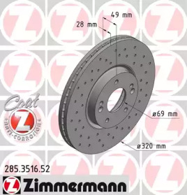 Тормозной диск 285.3516.52 ZIMMERMANN - фото №1
