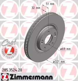 Тормозной диск 285.3524.20 ZIMMERMANN - фото №1