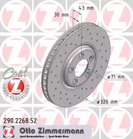 Тормозной диск 290.2268.52 ZIMMERMANN - фото №1