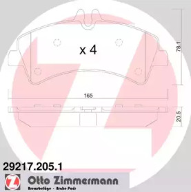 Комплект тормозных колодок, дисковый тормоз 29217.205.1 ZIMMERMANN - фото №1